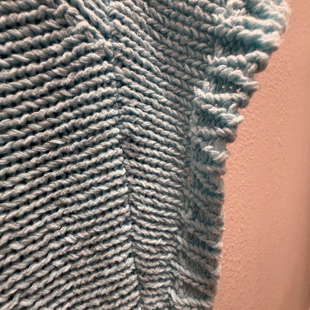Talbots Light Blue Garter Stitch Knit Short Sleeve Sweater Boat Neck Size L - Picture 5 of 7